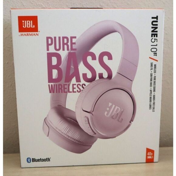 JBL Tune 510BT Wireless On-Ear Headphones with Purebass Sound, Rose Pink